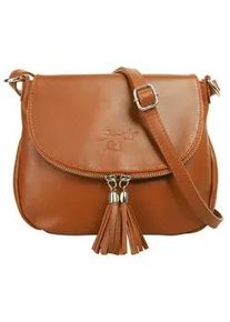 Umh&auml;ngetasche Samantha Look, Damen, Gr. B/H/T: 24cm x 19cm x 8cm onesize, braun (cognac), Leder, leicht gl&auml;nzend, unifarben, Taschen Umh&auml;ngetasche, echt Leder, Made in Italy