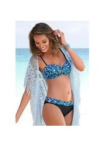 B&uuml;gel-Bandeau-Bikini Lascana, Damen, Gr. 40, Cup D, gr&uuml;n (t&uuml;rkis, bedruckt), Polyamid, bedruckt, Bikini-Sets, im Animaldesign