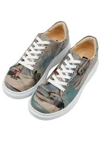 Plateausneaker DOGO "Myra Low-Top Sneaker Hey Sailor Damen Sneaker", Damen, Gr. 40, Normalschaft, bunt (natur), Lederimitat, Schuhe Plateausneaker, Handgefertigt
