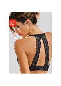 Neckholder-BH Lascana, Damen, Gr. 85, Cup D, schwarz, Microtouch, Obermaterial: 90% Polyamid, 10% Elasthan, BHs BH Spitzenw&auml;sche Spitzen-BH Neckholder-BH, mit dekorativem Spitzenr&uuml;cken und Komfort-Nackentr&auml;ger, sexy Dessous