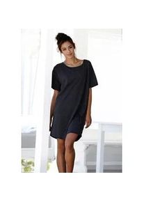 Sleepshirt Arizona, Damen, Gr. 52/54, N-Gr, grau (anthrazit, meliert), Single Jersey, Obermaterial: 60% Baumwolle, 40% Polyester, meliert, Basic, Basic ca. Mitte Oberschenkel, Rundhals, Krempel&auml;rmel,mit Knopf, Kleider Sleepshirt, mit Rundhalsausschnitt