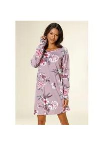 Nachthemd Vivance DREAMS, Damen, Gr. 44/46, N-Gr, lila (altrosa), Single Jersey, Obermaterial: 100% Baumwolle, gebl&uuml;mt, bequem kurz, Rundhals, B&uuml;ndchen, Kleider Nachthemd, mit gro&szlig;em Blumendruck