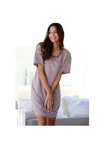 Sleepshirt Arizona, Damen, Gr. 44/46, N-Gr, lila (mauve, meliert), Single Jersey, Obermaterial: 60% Baumwolle, 40% Polyester, meliert, Basic, Basic ca. Mitte Oberschenkel, Rundhals, Krempel&auml;rmel,mit Knopf, Kleider Sleepshirt, mit Rundhalsausschnitt