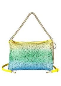 Schultertasche "Bling", Damen, Gr. B/H/T: 30cm x 21cm x 3cm onesize, blau (t&uuml;rkis), Polyurethan (PU), Collezione Alessandro, Taschen Schultertasche, mit tausenden Strass Glitzersteinen