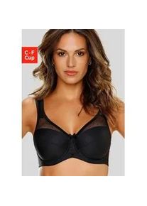 Minimizer-BH Nuance, Damen, Gr. 100, Cup D, schwarz, Netz, Obermaterial: 71% Polyamid, 29% Elasthan, Basic, BHs Minimizer-BH, mit B&uuml;gel und leicht transparentem T&uuml;ll im Obercup
