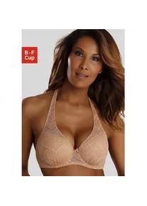 Schalen-BH Lascana, Damen, Gr. 100, Cup B, braun (caramel), Spitze, Obermaterial: 84% Polyamid, 16% Elasthan, BHs Schalen-BH, mit B&uuml;gel und drei Tragevarianten, Dessous