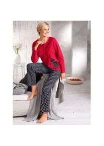 Schlafanzug, Damen, Gr. 52/54, rot, Hose: 50% Baumwolle, 50% Modal% 2 Teile mit untersch. Material, 100% Baumwolle, Homewear-Sets Schlafanzug