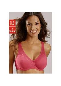 Minimizer-BH Petite Fleur, Damen, Gr. 95, Cup E, pink (himbeere, wei&szlig;), Jersey, Obermaterial: 80% Baumwolle, 12% Polyamid, 8% Elasthan, bequem, BHs Minimizer-BH, mit nahtlos vorgeformten Cups aus Baumwolle