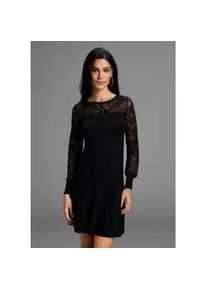 Strickkleid Melrose, Damen, Gr. 44, N-Gr, schwarz, Feinstrick, Obermaterial: 70% Viskose, 30% Polyamid. Spitze: 90% Polyamid, 10% Elasthan, gemustert, unifarben, tailliert kurz, Rundhals, Rippstrickb&uuml;ndchen, Kleider Strickkleid, Mini-L&auml;nge, f&uuml;r besondere Anl&auml;sse, mit Spitzeneinsatz, Topseller