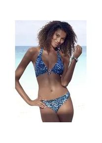 B&uuml;gel-Bikini Bruno Banani, Damen, Gr. 36, Cup C, blau (marine, bedruckt), Microfaser, bedruckt, gepunktet, Bikini-Sets B&uuml;gel-Bikini, als Neckholder-Variante