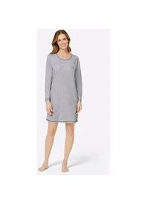 w&auml;schepur Nachthemd W&Auml;SCHEPUR "Langarm-Sleepshirts", Damen, Gr. 52/54, Normalgr&ouml;&szlig;en, grau (grau, grau, gestreift), 100% Baumwolle, Meliert:95% Baumwolle, 5% Viskose, gemustert, gestreift, meliert, unifarben, Kleider Nachthemd