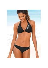 B&uuml;gel-Bikini Venice Beach, Damen, Gr. 44, Cup D, schwarz, Polyamid, unifarben, Bikini-Sets B&uuml;gel-Bikini, mit kontrastfarbigen Schriftzug