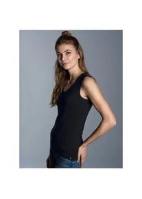 Tanktop TRIGEMA "TRIGEMA Tr&auml;gershirt aus Viskose", Damen, Gr. M, schwarz, Single Jersey, 94% Viskose, 6% Elastan, Basic, lang, V-Ausschnitt, Tops Tanktop