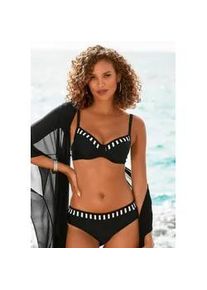 B&uuml;gel-Bikini Lascana, Damen, Gr. 46, Cup E, gold (schwarz, wei&szlig;, goldfarben), Polyamid, gestreift, Bikini-Sets B&uuml;gel-Bikini, mit goldfarbenen Streifen