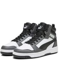 Sneaker Puma "REBOUND V6", Herren, Gr. 45, schwarz-wei&szlig; (Puma wei&szlig;, Puma schwarz, shadow gray), Synthetik, unifarben, Schuhe Sneaker, kn&ouml;chelhoch, wasserabweisendes Obermaterial, weiche Innensohle