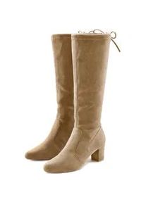 Schlupfstiefel Lascana, Damen, Gr. 36, braun (sand), Obermaterial: 100% Textilmaterial. Decksohle: 100% Lederimitat. Futter: 100% Textilmaterial. Laufsohle: 100% Synthetik, unifarben, Schuhe Schlupfstiefel, Schlupfboots, Slouchy Boots, Slip-On, Stretch & Blockabsatz