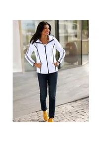 Fleecejacke Classic Basics, Damen, Gr. 50, beige (ecru, marine), 100% Polyester, unifarben, Jacken Fleecejacke