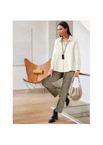Longbluse Heine, Damen, Gr. 44, beige (champagner), 50% Baumwolle, 50% Polyester, unifarben, Blusen Longbluse
