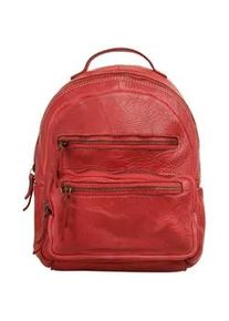 Cityrucksack CLUTY, Damen, Gr. B/H/T: 27cm x 24cm x 6cm, onesize, rot, Leder, Rindsleder, unifarben, Rucks&auml;cke Cityrucksack, echt Leder, Made in Italy