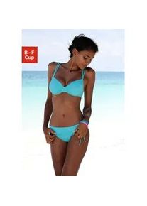 B&uuml;gel-Bikini-Top Buffalo "Happy", Damen, Gr. 42, Cup E, blau (t&uuml;rkis), Microfaser, Polyamid, unifarben, Bikini-Oberteile, seitlich zu raffen