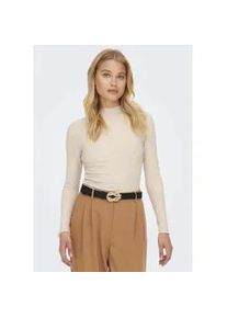 Langarmshirt Only "ONLEMMA L/S HIGH NECK TOP", Damen, Gr. M, grau (pumice stone), Rippware, Obermaterial: 65% Polyester, 30% Viskose, 5% Elasthan, unifarben, sehr schmal normal, hoch geschlossener Ausschnitt, gewellter Abschluss, Shirts Langarmshirt