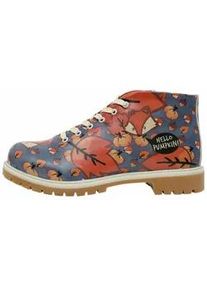Stiefel DOGO "Shortcut Boots Hello Pumpkin Damen Stiefeletten", Damen, Gr. 37, Normalschaft, blau, Lederimitat, Schuhe Stiefel, Handgefertigt