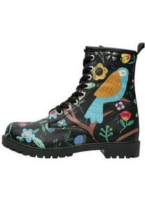 Schn&uuml;rboots DOGO "Black Longe Boots Schn&uuml;rstiefel Cat Lovers Damen Stiefeletten", Damen, Gr. 39, Normalschaft, schwarz (schwarz, blau), Lederimitat, Schuhe Schn&uuml;rboots, Handgefertigt