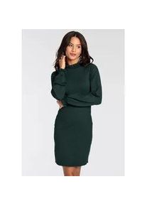 Strickkleid Laura Scott, Damen, Gr. 48, N-Gr, gr&uuml;n (petrol, melange), Strick, Obermaterial: 50% Viskose, 28% Polyester, 22% Polyamid, clean, unifarben, figurbetont mini, Rundhals, R&uuml;schen, Kleider Strickkleid, aus Viskosemischung mit femininem R&uuml;schendetail, Topseller