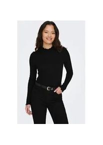 Only Langarmbluse JDY "JDYFRANSISKA L/S HIGHNECK TOP JRS NOOS", Damen, Gr. M, schwarz, Single Jersey, Obermaterial: 75% Viskose, 20% Baumwolle, 5% Elasthan, unifarben, figurbetont h&uuml;ftlang, Rundhals, gewellter Abschluss, Blusen, Viskosemischung, slim fit