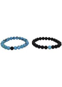Armband Set Firetti "Multipack Schmuck Geschenk Zugarmb&auml;nder Steinarmband Edelstein" Gr. 20, blau (t&uuml;rkis, schwarz, t&uuml;rkis, schwarz), Armb&auml;nder, Damen, 20, Silikon Stein, Silikon, Stein, Made in Germany - mit Howlith, T&uuml;rkis oder Dalmatiner Jaspis und Onyx