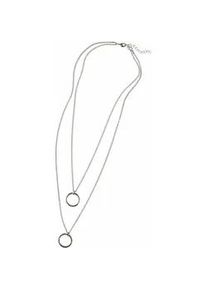 Lange Kette Firetti "doppelreihige Kette mit 2 Ringanh&auml;ngern", grau (metallfarben), Halsketten, Damen, Metall, L: 57