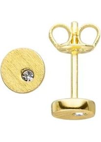 Paar Ohrstecker Jobo, gold (goldfarben), Ohrringe, Damen, 5,5mm, Silber 925 (Sterlingsilber), rund 925 Silber vergoldet mit Zirkonia