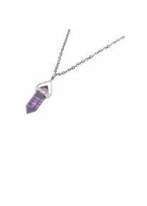 Kette mit Anh&auml;nger Firetti "Schmuck Geschenk Hexagon", lila (silberfarben, gr&uuml;n, lila, blau), Halsketten, Damen, Edelstahl, L: 55 B: 2mm, Made in Germany - mit Flourit, B:2mm