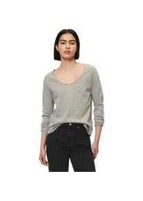 Marc O'Polo Langarmshirt MARC O'POLO DENIM "aus Premium Organic Cotton", Damen, Gr. M, grau (stone melange), Obermaterial: 100% Baumwolle, unifarben, Basic, regular fit, V-Ausschnitt, Rollkante, Shirts Langarmshirt