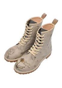 Schn&uuml;rboots DOGO "Longe Boots Schn&uuml;rstiefel It Wasn't Me Damen Stiefeletten", Damen, Gr. 37, Normalschaft, grau, Lederimitat, Schuhe Schn&uuml;rboots, Handgefertigt