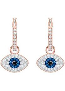Paar Creolen Swarovski "Symbolica B&ouml;ser Blick magisches Auge", rosa (ros&eacute;goldfarben, blau, kristallwei&szlig;, blau), Ohrringe, Damen, Metall, mit Swarovski Kristall, Einh&auml;nger abnehmbar
