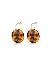 Paar Ohrh&auml;nger Elli "H&auml;nger Creole Geo Pl&auml;ttchen Leo Look 925 Silber", gold, Ohrringe, Damen, onesize, ohne Stein, Silber 925 (Sterlingsilber)