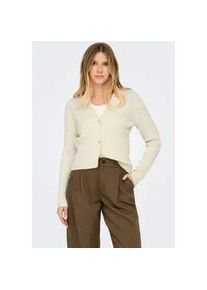 Strickjacke Only "ONLKATIA LS CABLE V-NECK CARDIGAN CC KNT", Damen, Gr. S, grau (wei&szlig;cap gray detail:melange), Strick, Obermaterial: 50% Viskose, 27% Nylon, 23% Polyester, meliert, figurbetont normal, V-Ausschnitt, Rippb&uuml;ndchen, Strickjacken Strickjacke