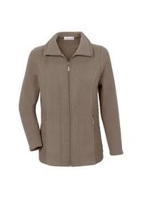 Fleecejacke Casual Looks, Damen, Gr. 54, grau (taupe), 100% Polyester, unifarben, figurumspielend, Jacken Fleecejacke
