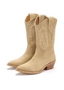 Chelseaboots Lascana "Stiefel", Damen, Gr. 38, beige, Obermaterial: 100% Rindsleder. Decksohle: 100% Lederimitat. Futter: 100% Lederimitat. Laufsohle: 100% Synthetik, unifarben, Schuhe Chelseaboots, Cowboy Stiefelette, Western Stiefel, Ankleboots aus hochwertigem Leder