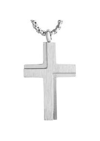 Kette mit Anh&auml;nger Firetti "Schmuck Geschenk Kreuz", silber (edelstahlfarben), Halsketten, Damen, Edelstahl, L: 50 B: 2,3mm, B:2,3mm
