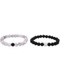 Armband Set Firetti "Multipack Schmuck Geschenk Zugarmb&auml;nder Steinarmband Edelstein" Gr. 18, schwarz-wei&szlig; (wei&szlig;, schwarz, wei&szlig;, schwarz), Armb&auml;nder, Damen, 18, Silikon Stein, Silikon, Stein, Made in Germany - mit Howlith, T&uuml;rkis oder Dalmatiner Jaspis und Onyx