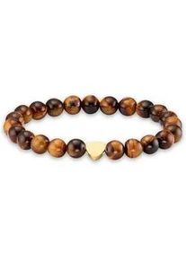 Armband Firetti "Schmuck Geschenk Herz Element, Steinarmband, Partnerarmband", braun (gelbgoldfarben, braun, braun), Armb&auml;nder, Damen, 19cm, Edelstahl Polyester, Edelstahl, Polyester, Armband, Made in Germany - mit Onyx oder Tigerauge