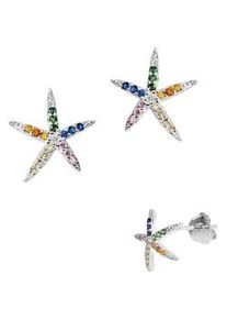 Paar Ohrstecker Firetti "Schmuck Geschenk Silber 925 Ohrschmuck Seestern", bunt (silberfarben, blau, gr&uuml;n, gelb, orange, violett, blau, gr&uuml;n, gelb, orange, violett), Ohrringe, Damen, Silber 925 (Sterlingsilber), Made in Germany - mit Zirkonia (synth.)