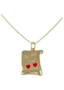 Kette mit Anh&auml;nger Firetti "Schmuck Geschenk Gold 375 Halsschmuck Halskette Goldkette Venezianer", gold (gelbgoldfarben, rot), Halsketten, Damen, Gelbgold 375, L: 45, mit Emaille und fester Gravur "Ich liebe Dich"