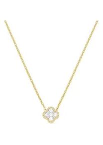 Collier Luigi Merano "Mittelteil Bl&uuml;te, mit funkelnden Brillanten, Gold 585", gold, Halsketten, Herren, 45cm, Gelbgold 585, Collier