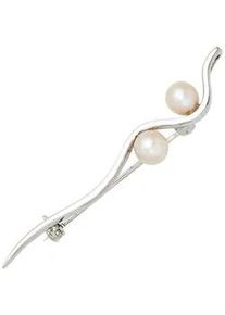 Brosche Jobo, silber (silber 925), Broschen, Damen, Perlen, Silber 925 (Sterlingsilber), Brosche, 925 Silber mit S&uuml;&szlig;wasser-Zuchtperlen