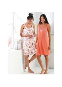 w&auml;schepur Nachthemd W&Auml;SCHEPUR "Nachthemden", Damen, Gr. 44/46, Normalgr&ouml;&szlig;en, orange (ecru, bedruckt, papaya), 50% Baumwolle, 50% Modal, bedruckt, gemustert, mehrfarbig, unifarben, Kleider Nachthemd