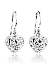 Paar Ohrh&auml;nger NENALINA "Herz Ohrh&auml;nger 925 Silber, mit Kristallen von Swarovski", silber, Ohrringe, Damen, onesize,mit Steinen, Silber 925 (Sterlingsilber)