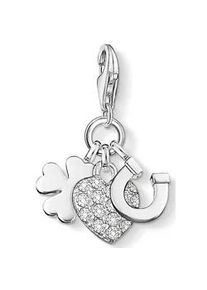 Charm-Einh&auml;nger Thomas Sabo "Gl&uuml;ck", bunt (silberfarben, wei&szlig;, wei&szlig;), Charms, Damen, Silber 925 (recycelt), mit Zirkonia (synth.)